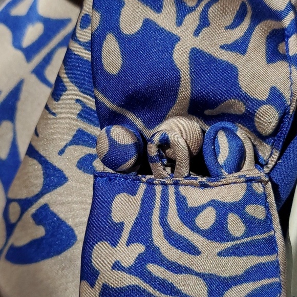 BLUE MIX BLOUSE MARKS & SPENCER LIMITED COLLECTION SIZE 12 INTERIOR LINED PLEATS - Picture 10 of 12